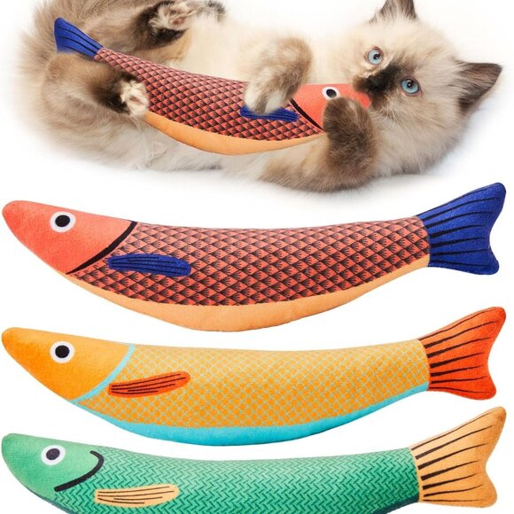 Other - Cat Toys Saury Fish, 3 Pack, Catnip Crinkle Sound, Soft and Durable, Interactive